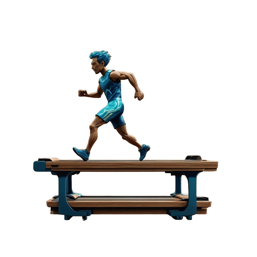 Fantasy Gaming Figure on a Treadmill, Digital Art