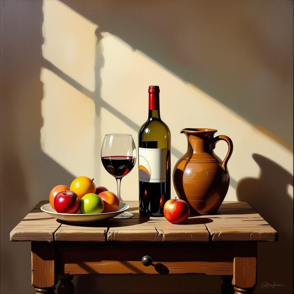 Baroque Still Life with Fruit and Wine