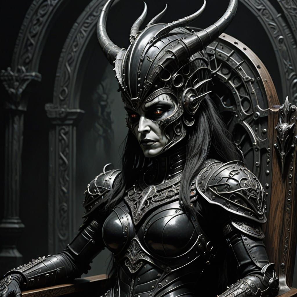 Majestic Gothic Warrior on Dark Throne