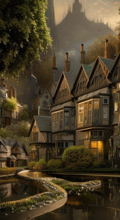 Victorian Village in Hyperdetailed Matte Painting