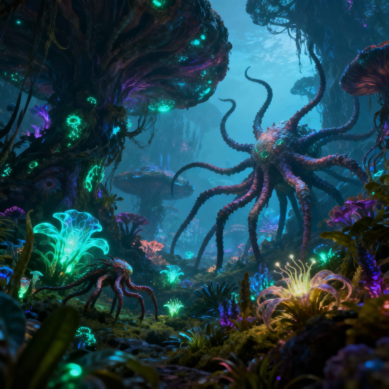 Alien Landscape With Bizarre Flora and Fauna