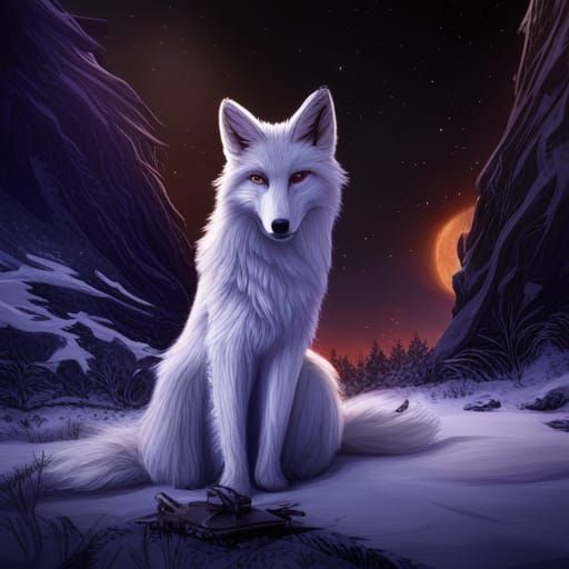 Magic White Fox Portrait in Fantasy Concept Art
