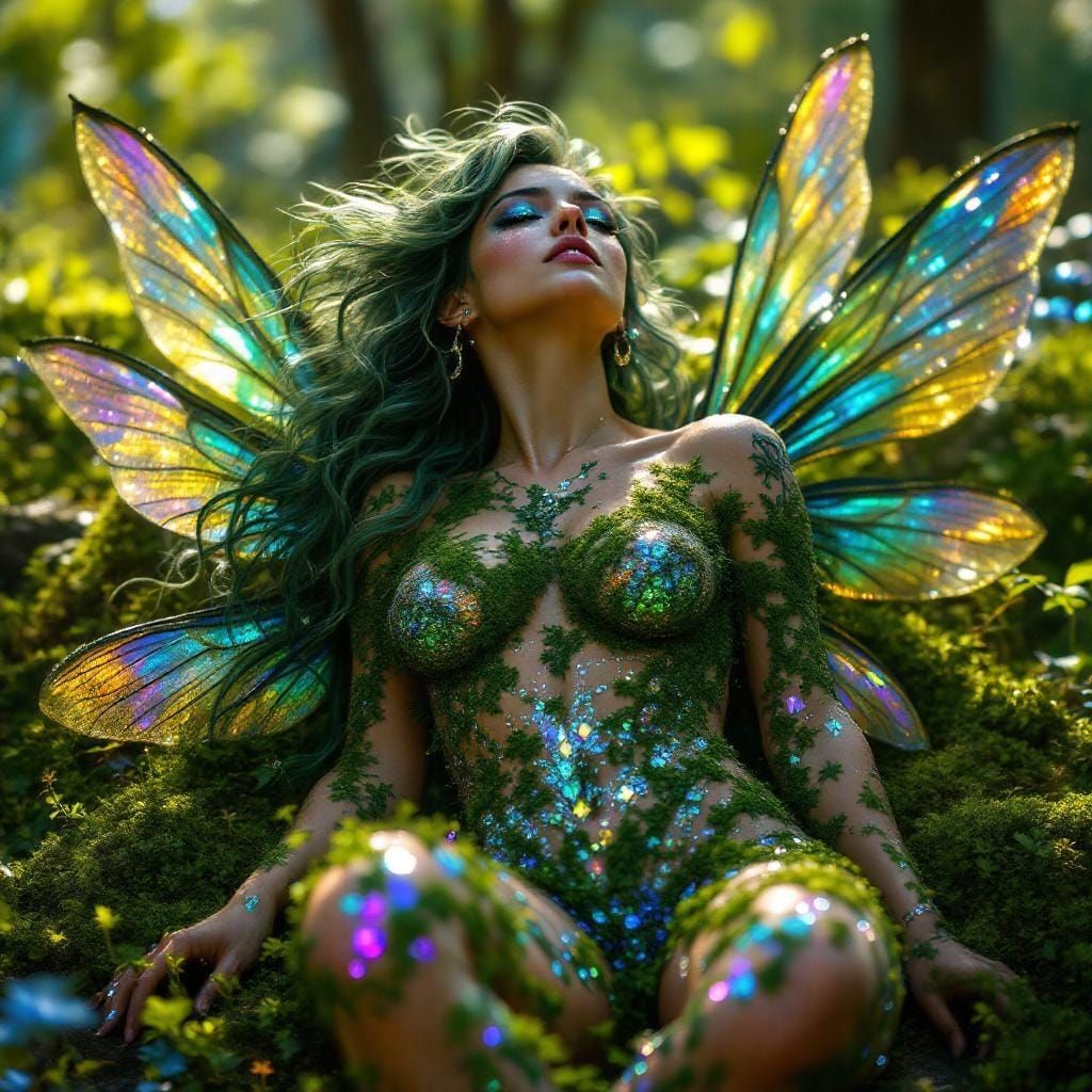 a Faerie sunbathing in the summer sun