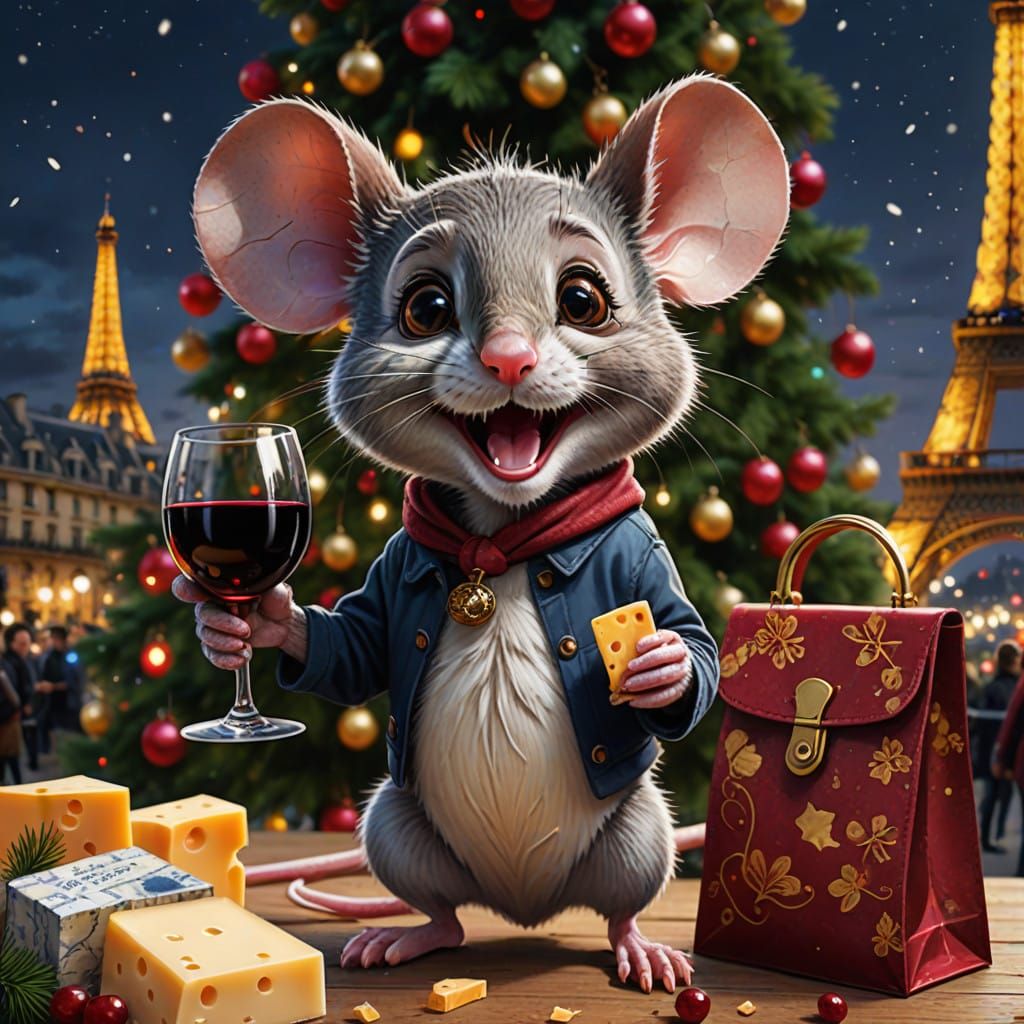 Surreal Mouse Toasts to New Year in Paris