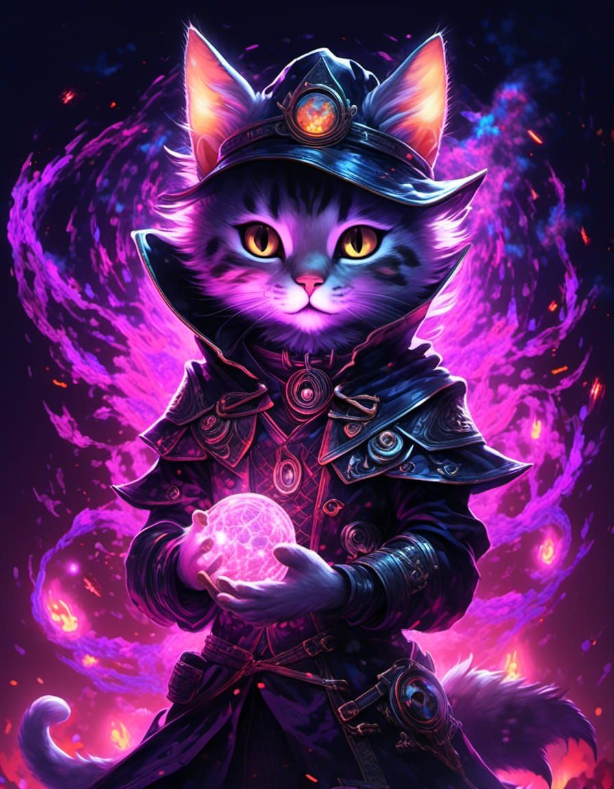 Radioactive Kitten Black Mage Tattoo Design