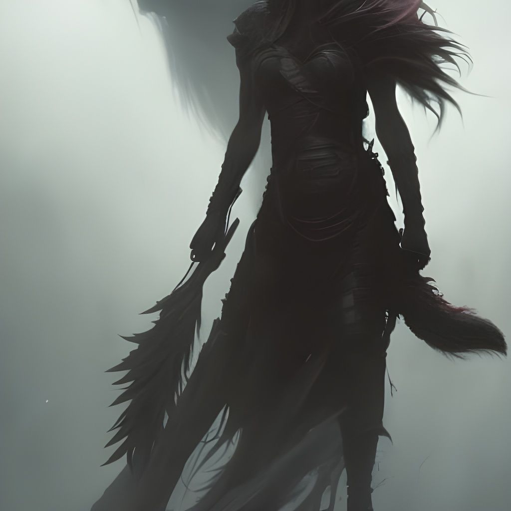 Detailed Female Werewolf in Dark Fantasy Style