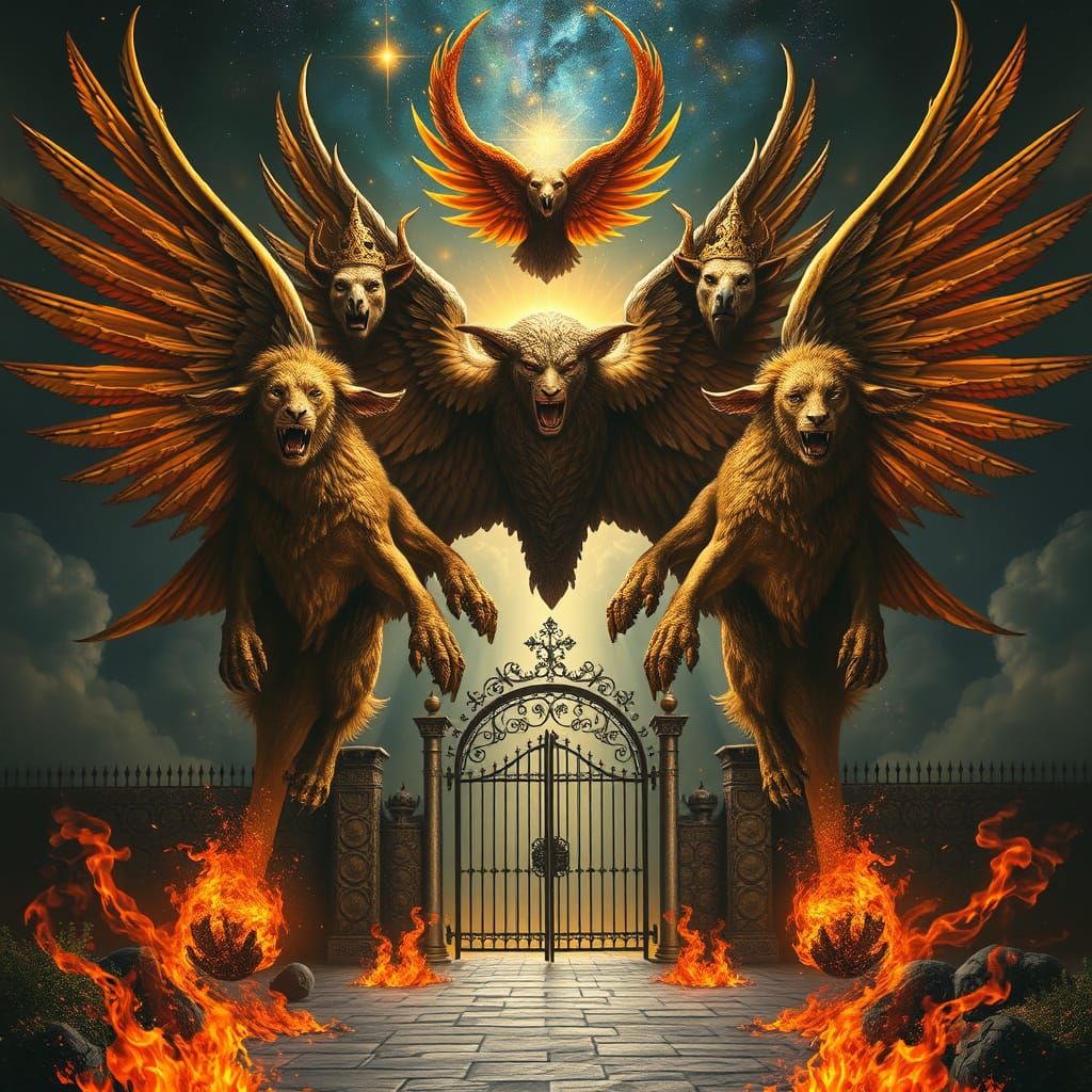 Biblically Accurate Cherubim Radiating Divine Authority