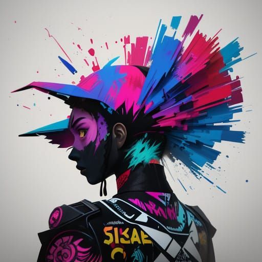 Vibrant Stylized Street Art Character in High-Contrast Envir...