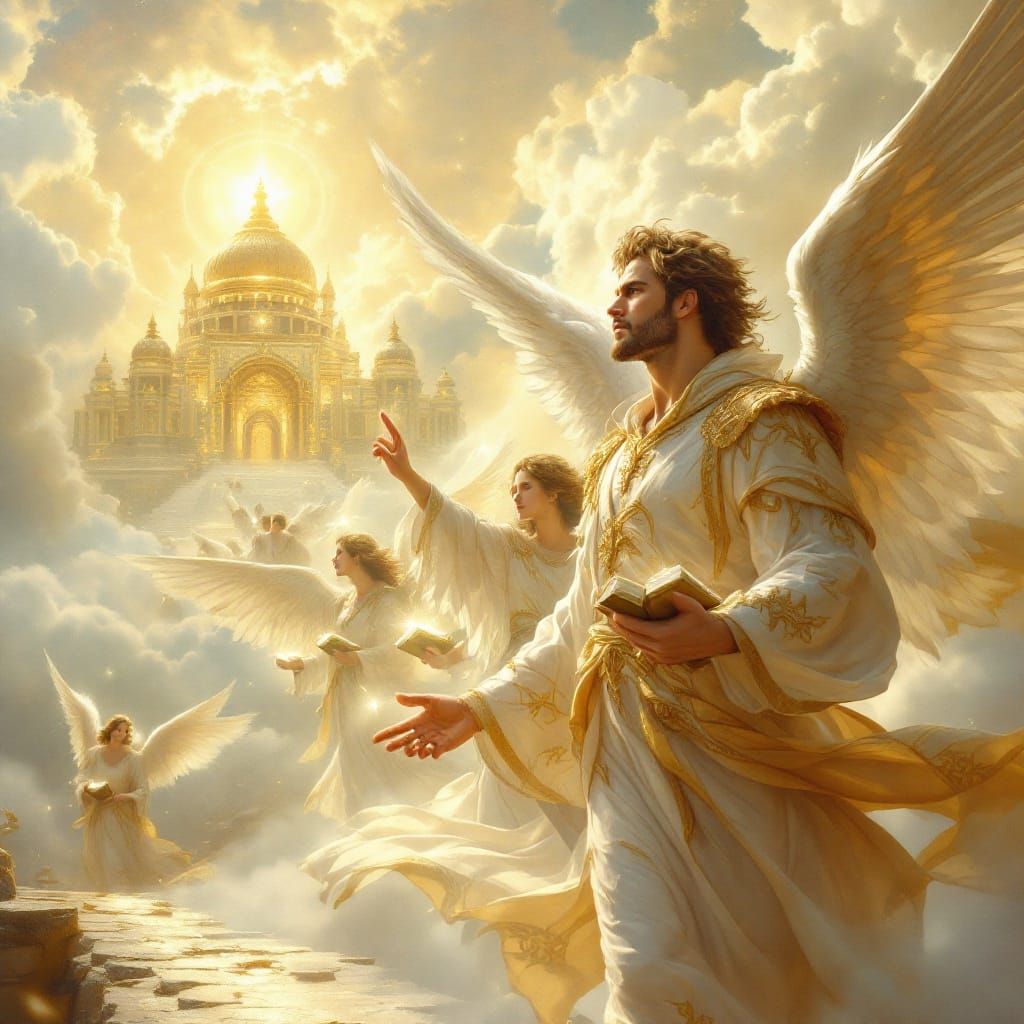 Angelic Procession Towards a Golden Temple