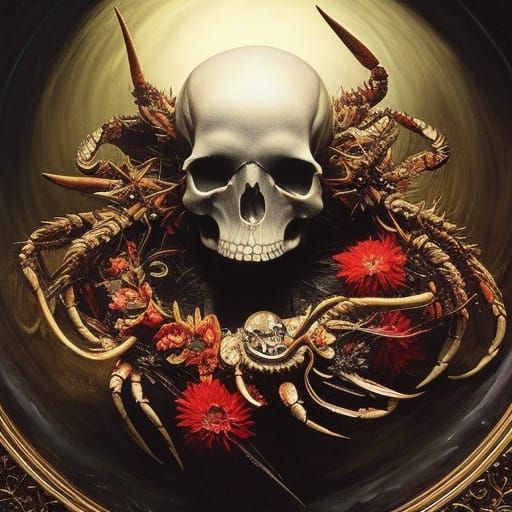 Crab Plays Rock Music in Dark Fantasy Style