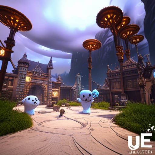 Cute Ghosts in a Fantastical Digital Painting