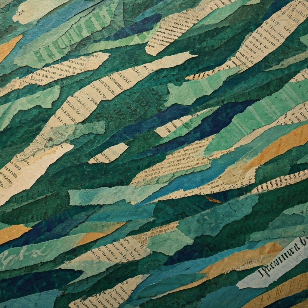 Colorful Abstract Paper Collage in Hyperrealistic Style