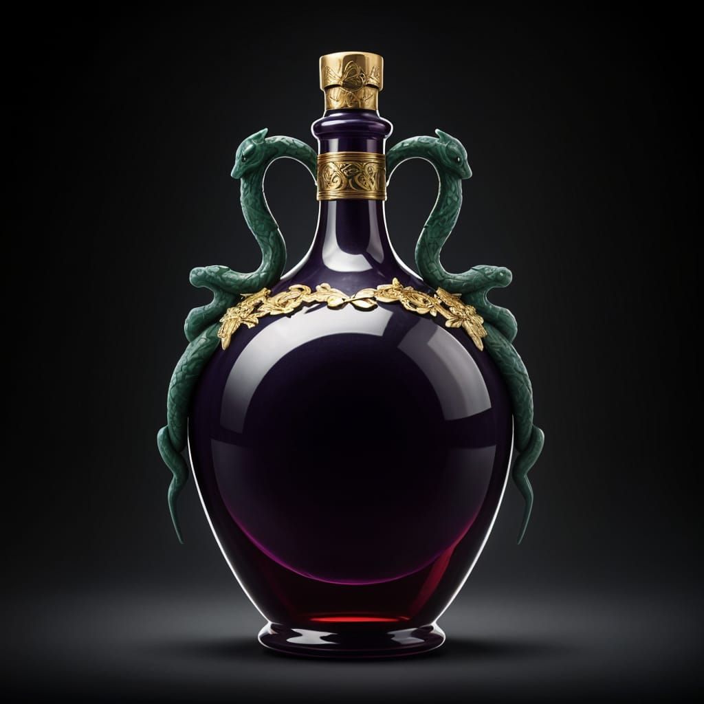 Wine Amphora with Jade Serpents and Gold Leaf