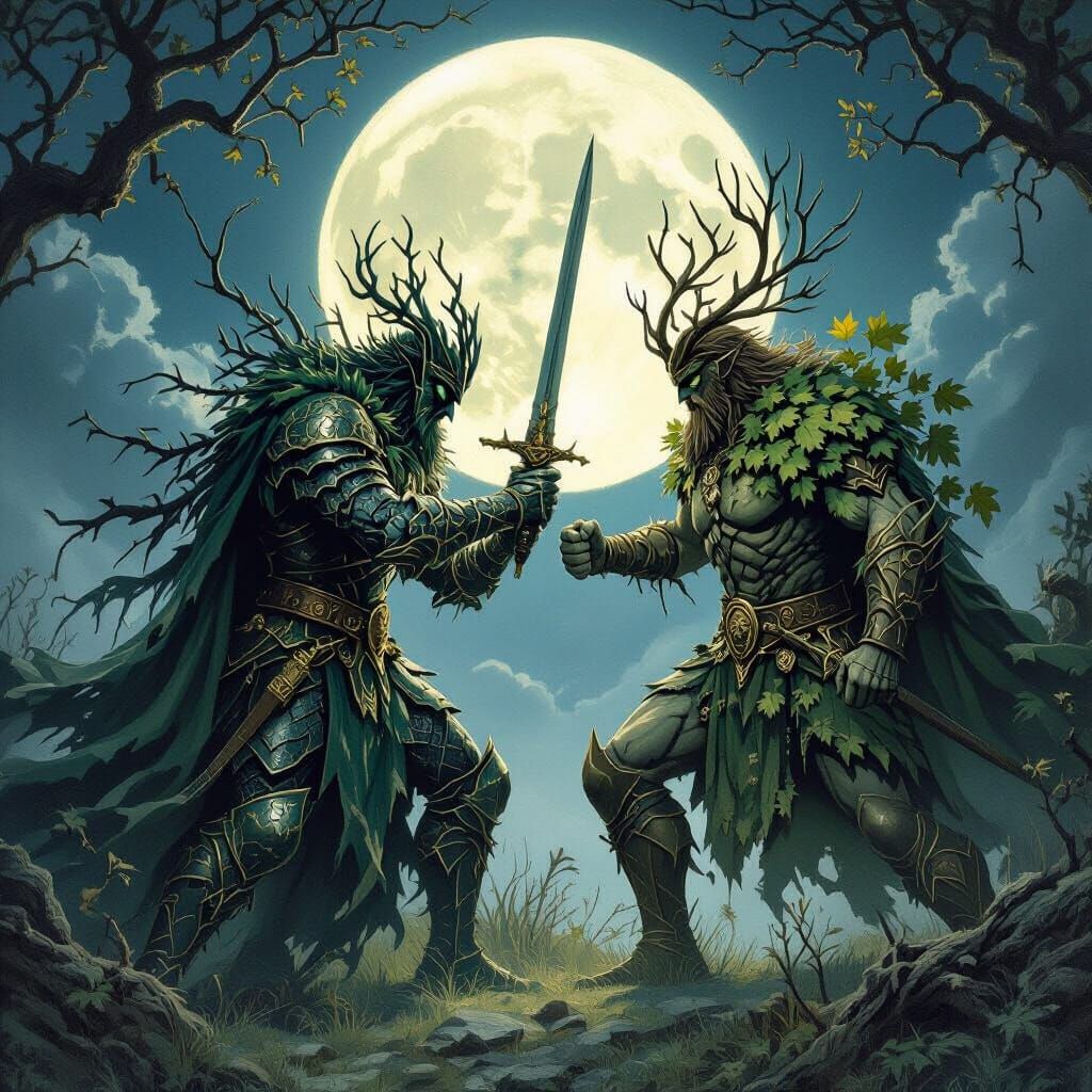 Holly King vs Oak King in Epic Moonlight Battle