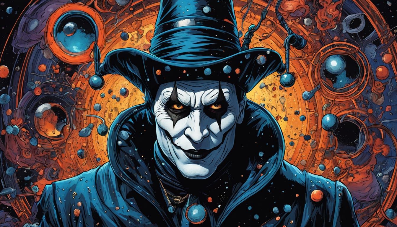 Surreal Jester Supervillain Juggling Black Holes