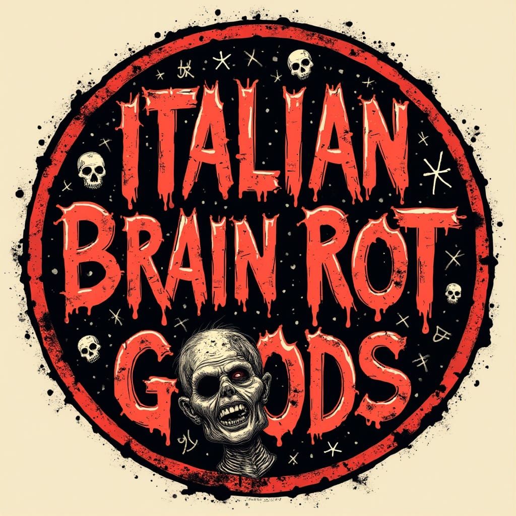 Distressed, Vintage Logo for Italian Brain Rot Goods in 90s ...
