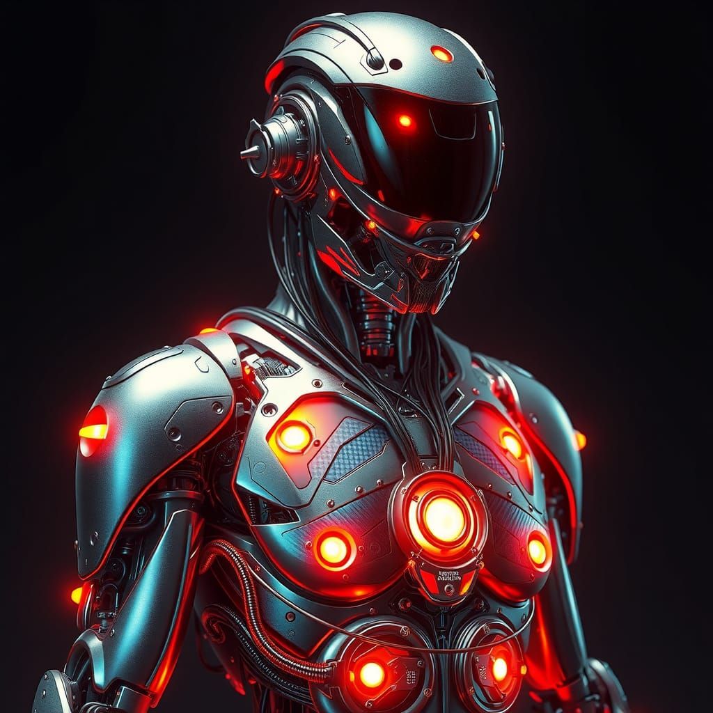 Biomechanical Cyborg with Intricate Lighting in Sci-Fi Art