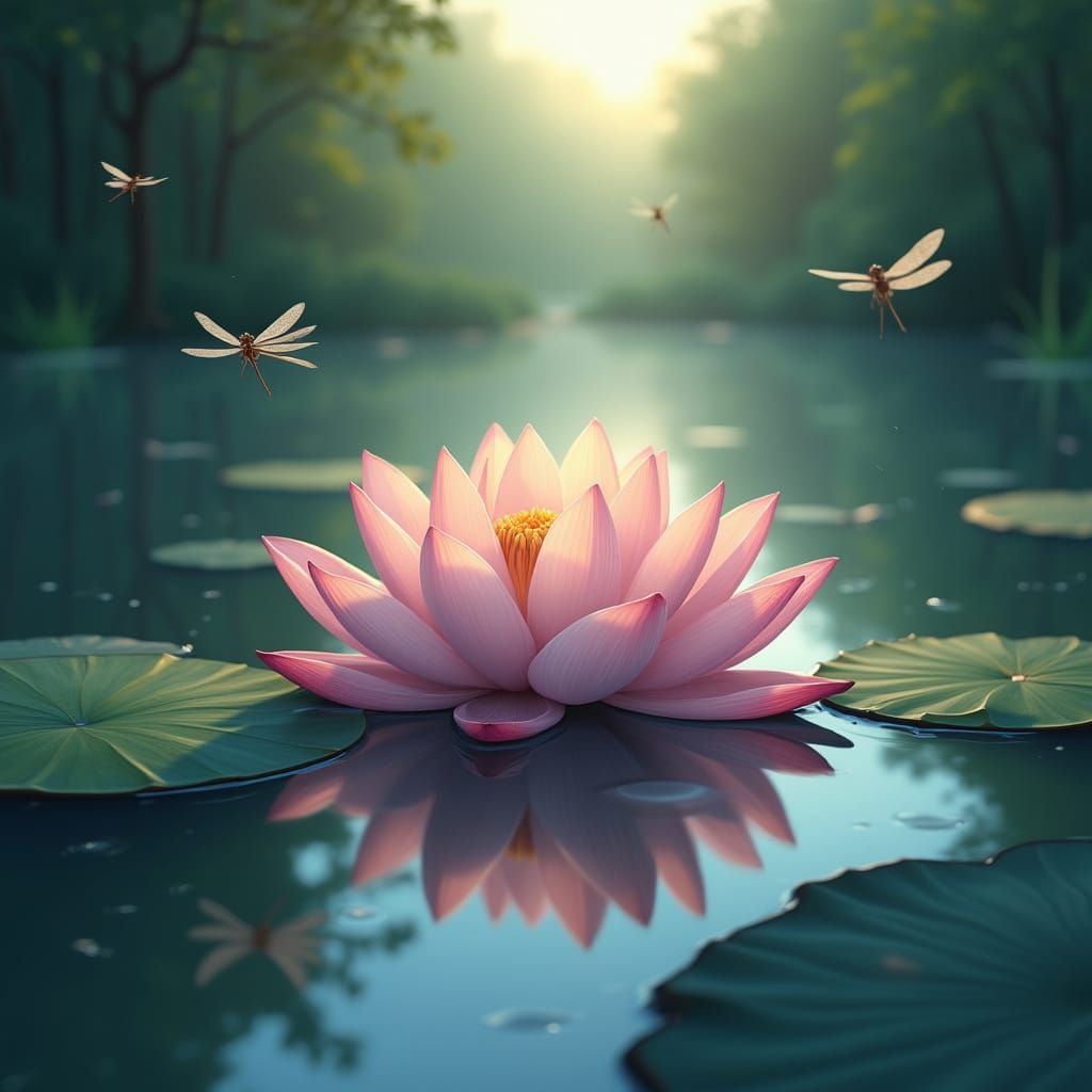 Serene Lotus in Impressionist Paradise
