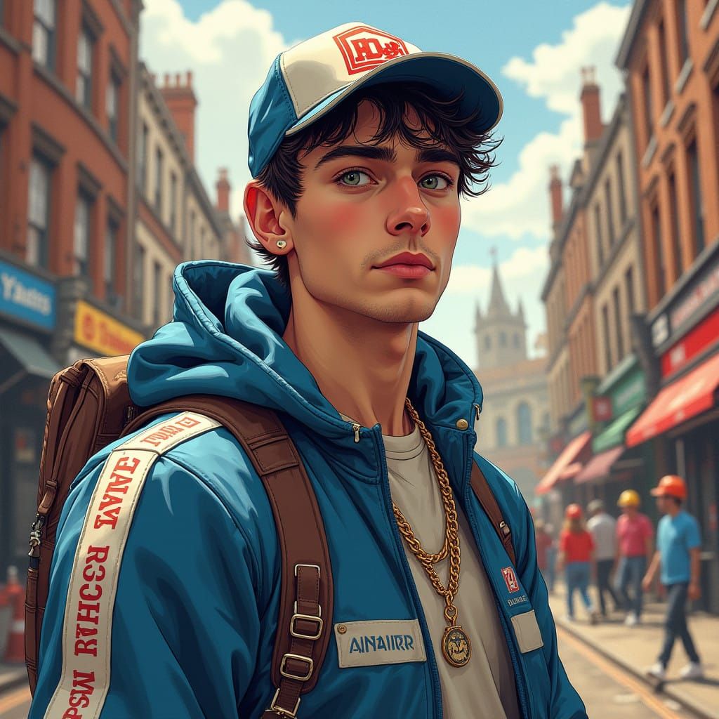 Urban Youth in a Bustling British High Street