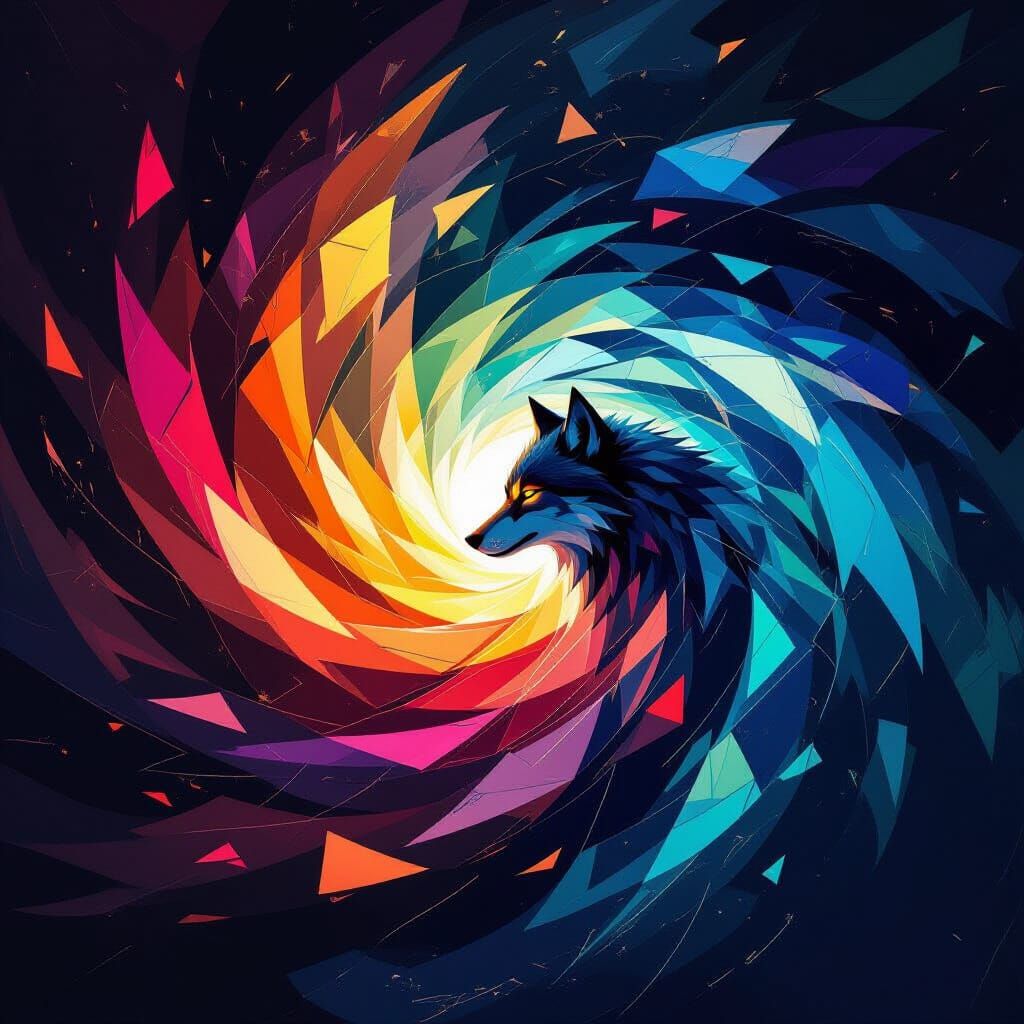 Abstract Vortex of Memories in Kandinsky Style