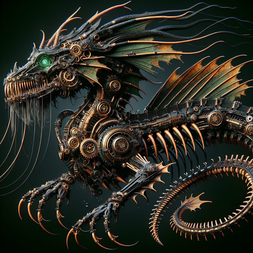 Steampunk Sea Serpent-Dragon in Detailed Matte Painting