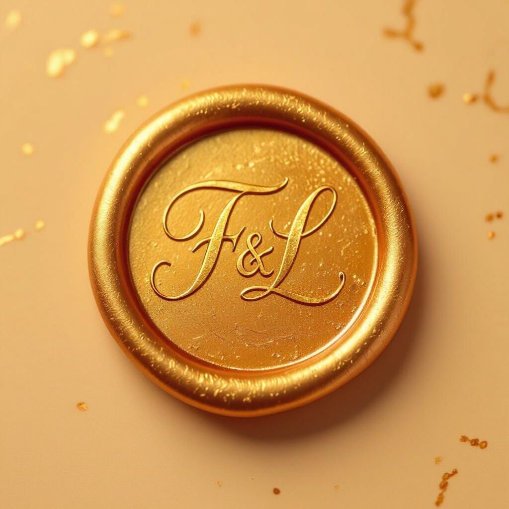 Golden Wax Seal with Elegant Cursive Initials