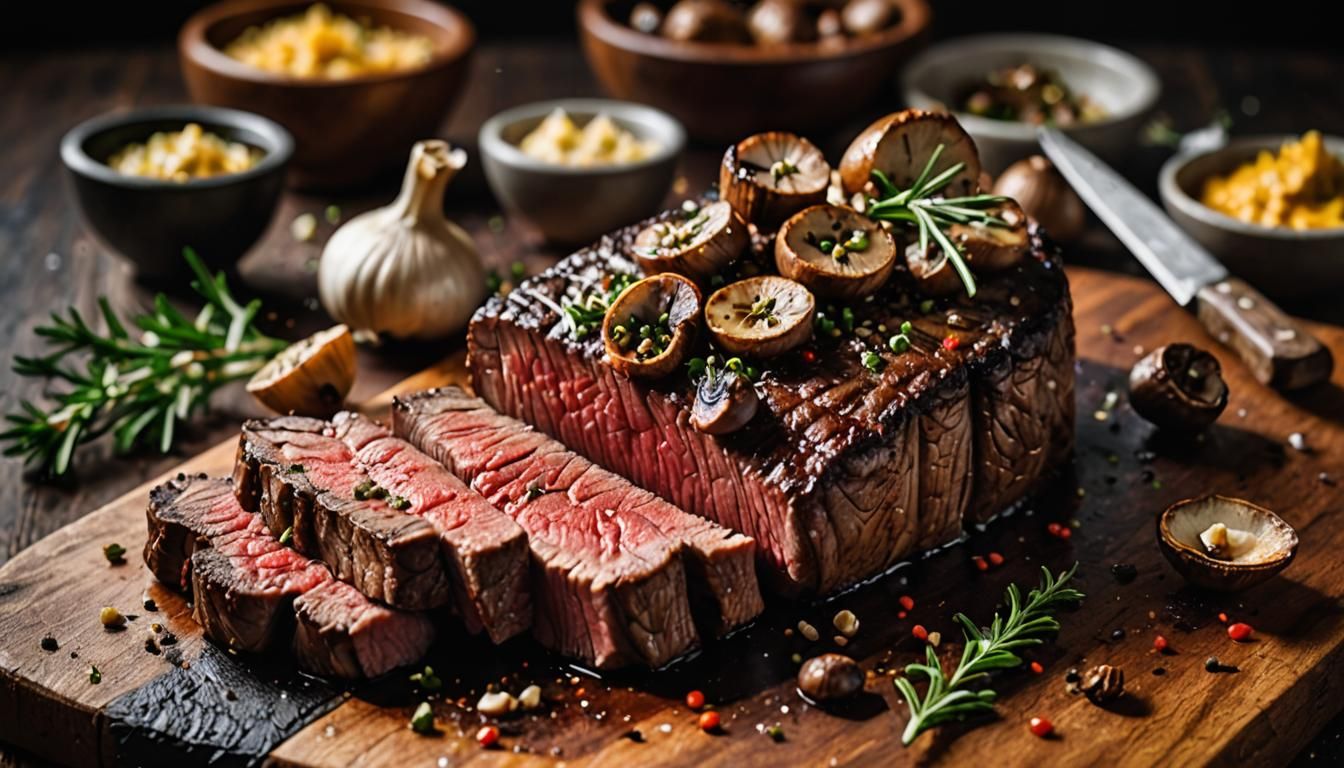 Rare Dry-Aged Steak with Rosemary and Spices