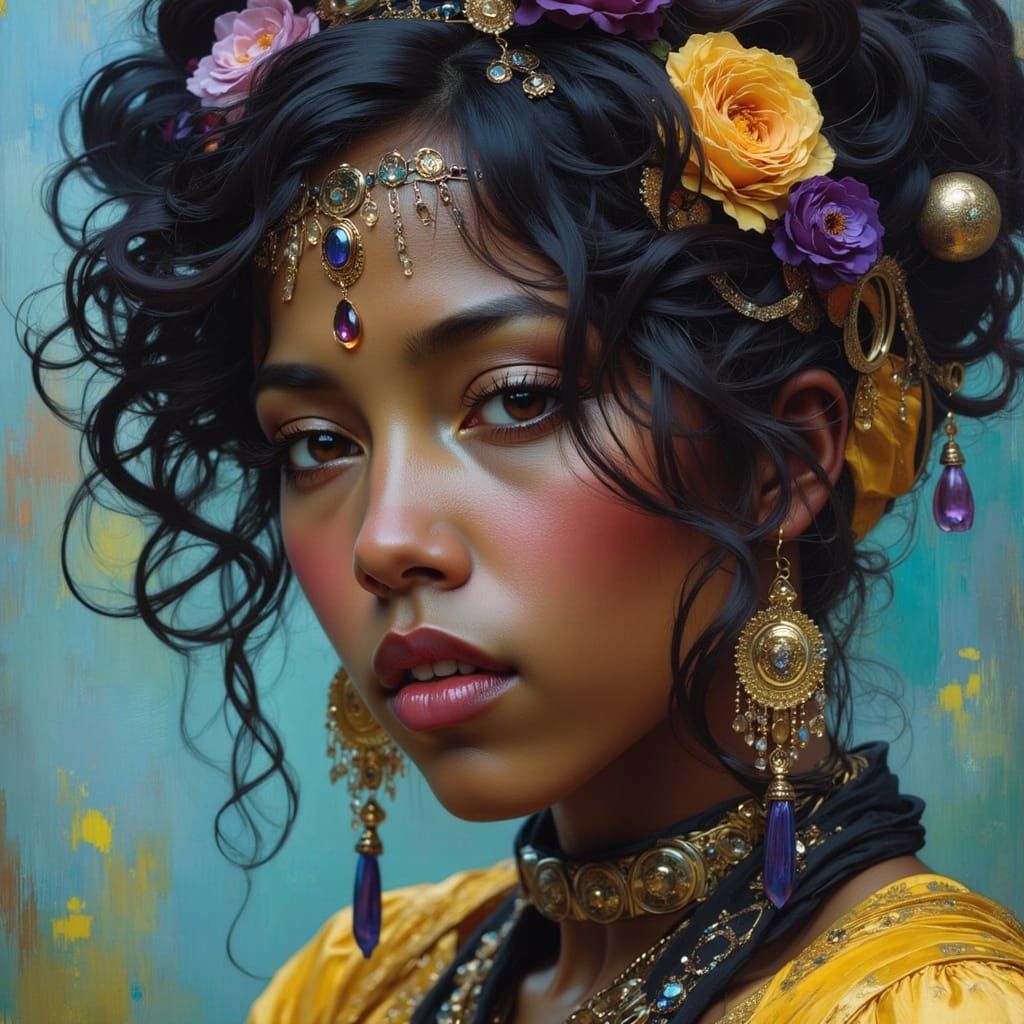 Emocore Steampunk Portrait with Mixed Race Subject