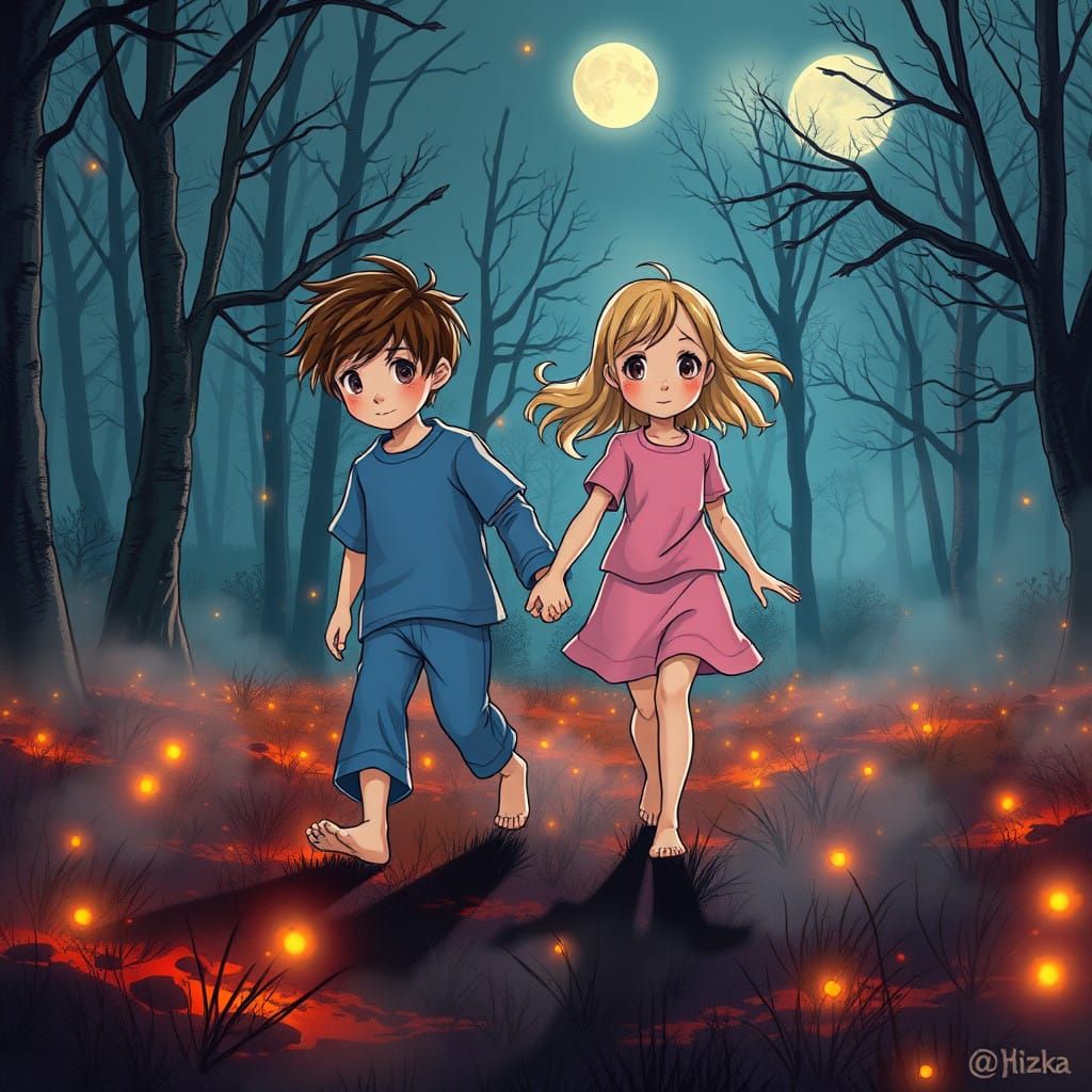 Whimsical Woodland Scene in Vibrant Comic Style