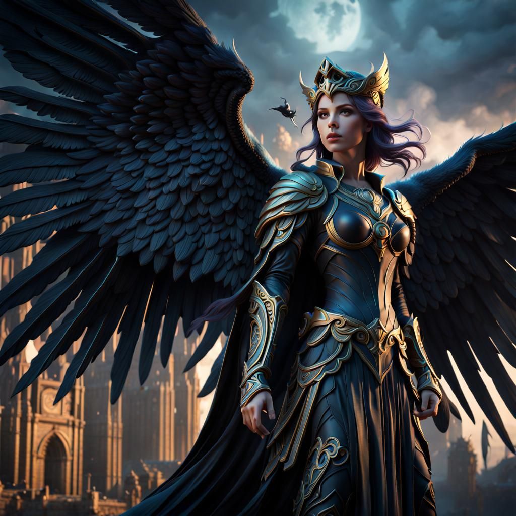 Angel with Black Wings Fantasy Concept Art