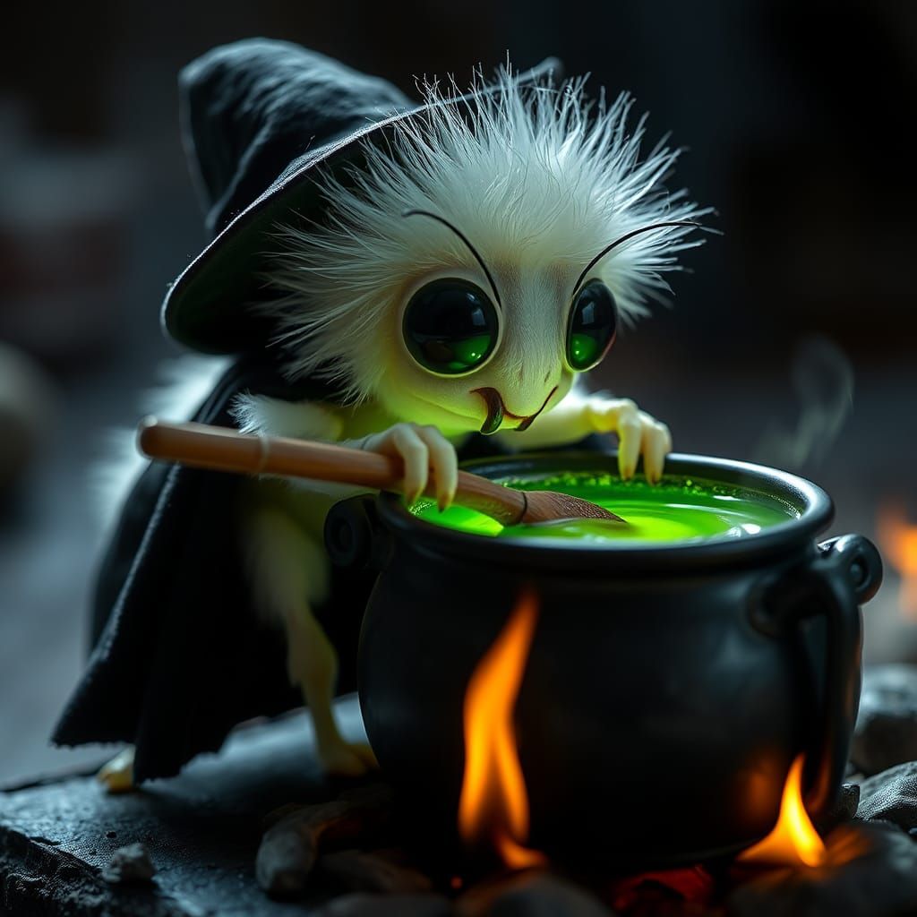 Baby Cockroach Witch Stirring Potion