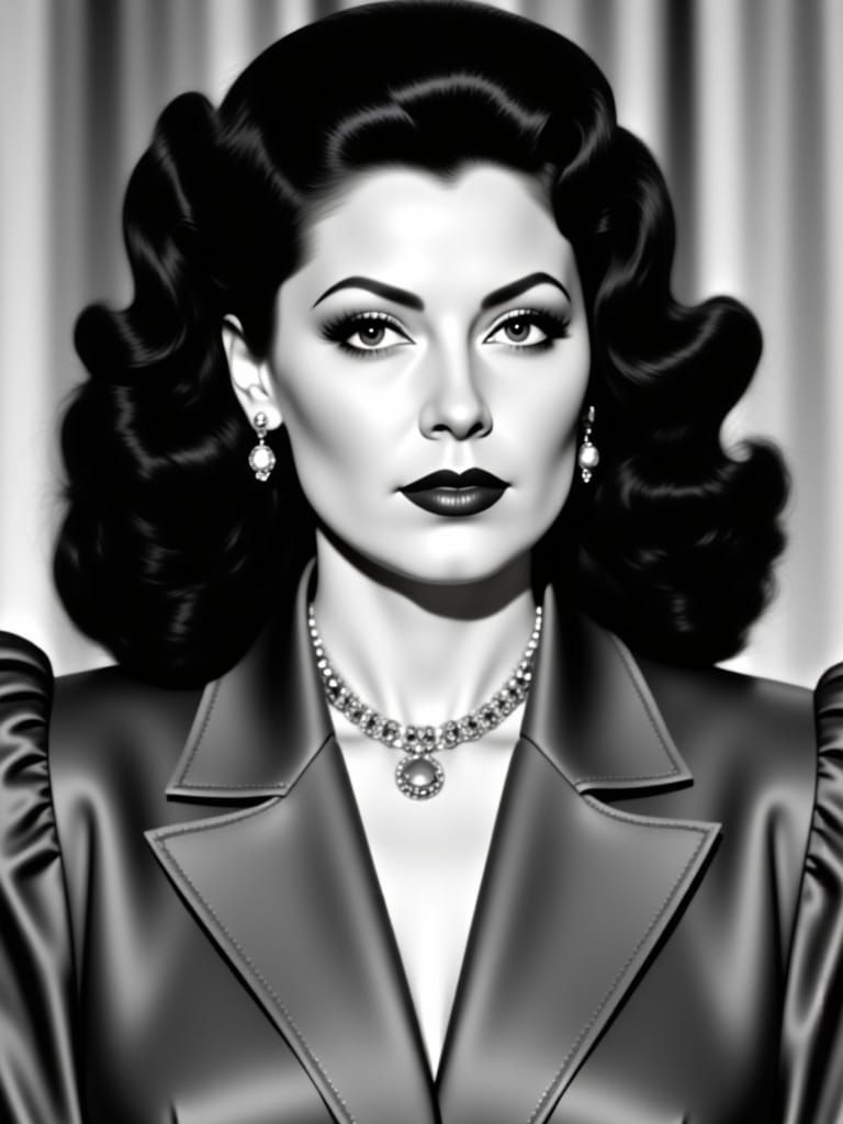 1940s Femme Fatale Portrait in Hollywood Wave Style