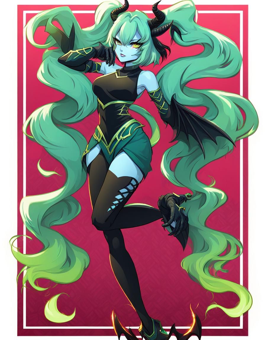 Demon Character with Horns and Wings