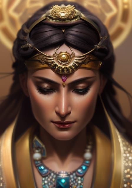 Kamrusepa: Hittite Goddess Portrait in Hyperdetailed Style