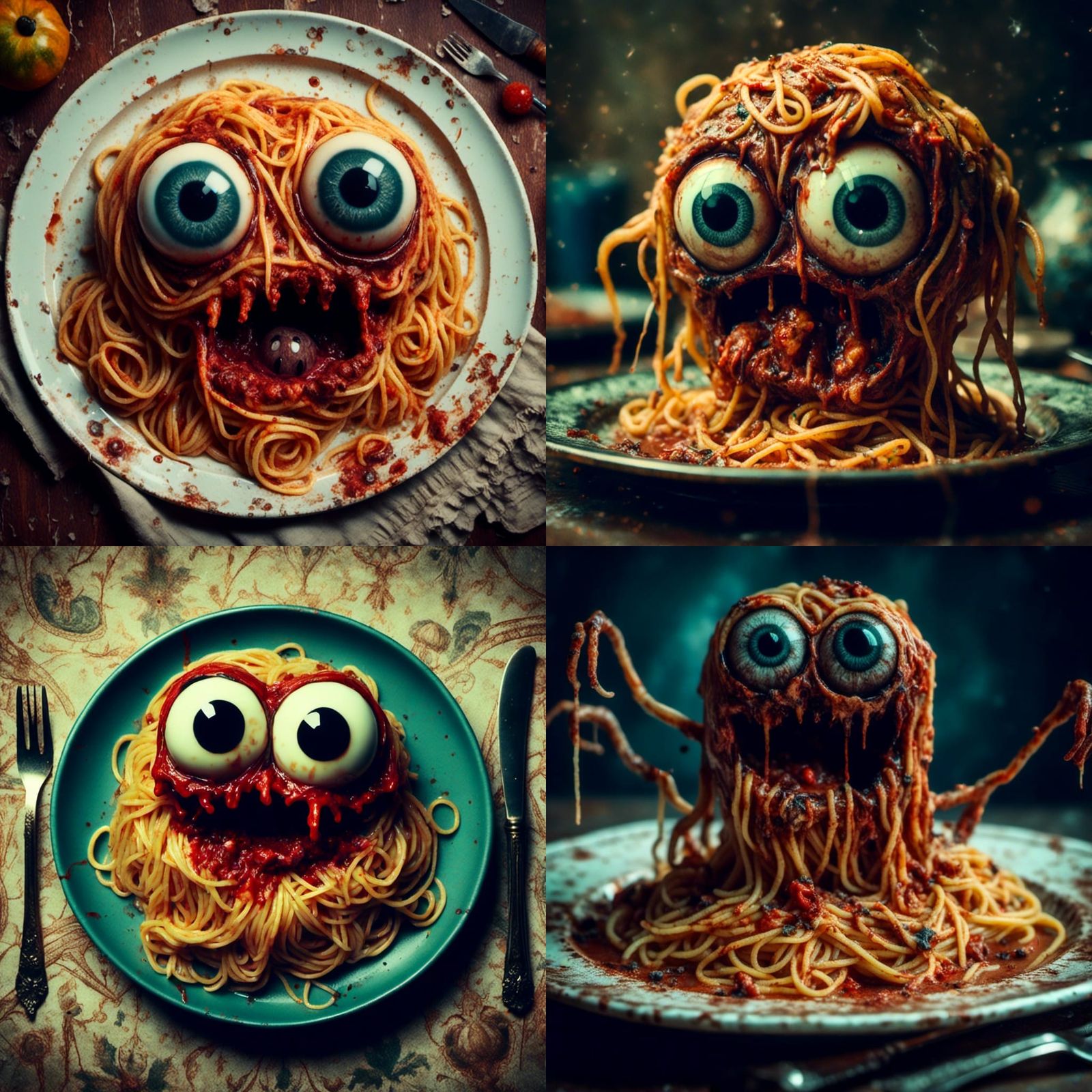 <lora:Macabre:1.0> Cute Chibi Spaghetti Monster