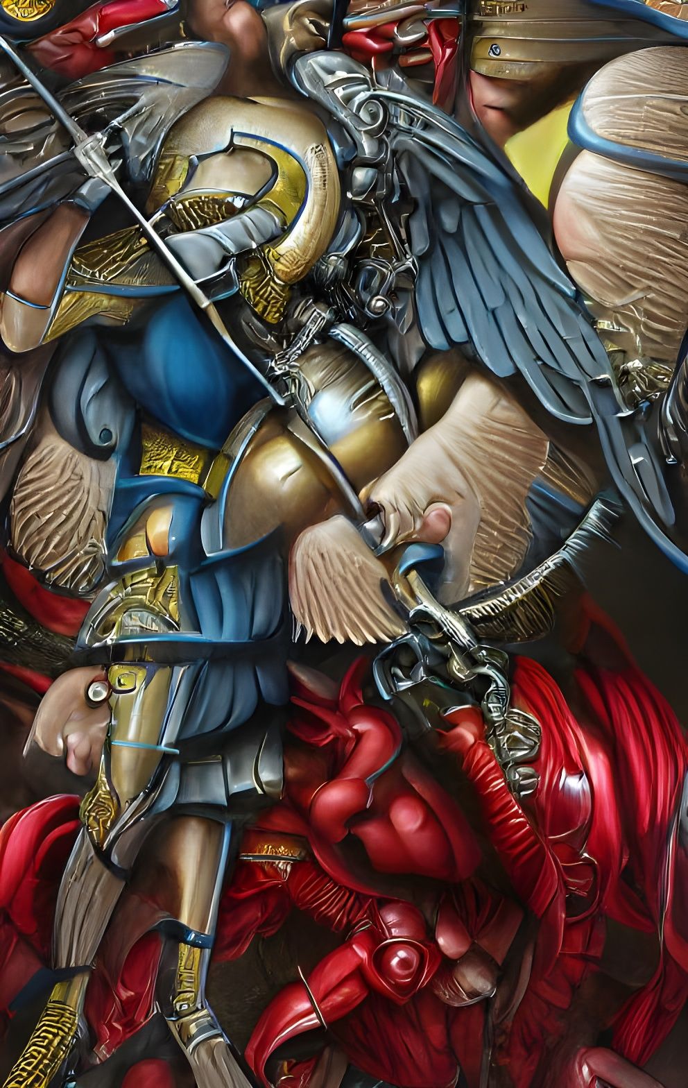 Saint Michael Archangel Versus Beast, Digital Art