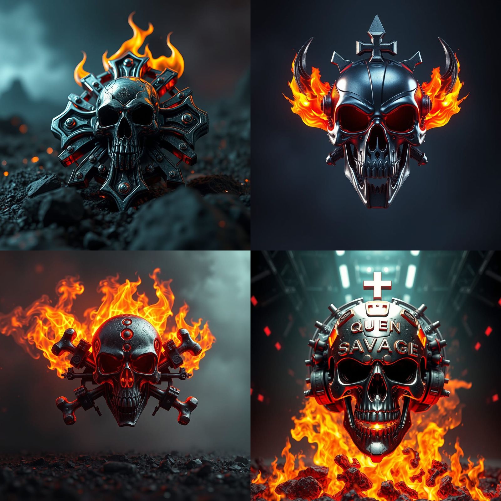 Queen Savage Logo with Skull and Flames