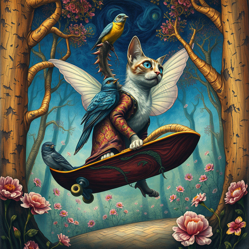 Surrealist Sky Fish in a Fantastical Forest