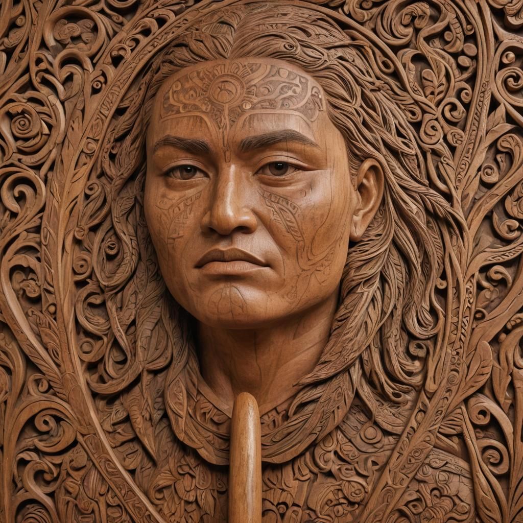 Venerable Māori Whakairo Panel in Pacific Art Style