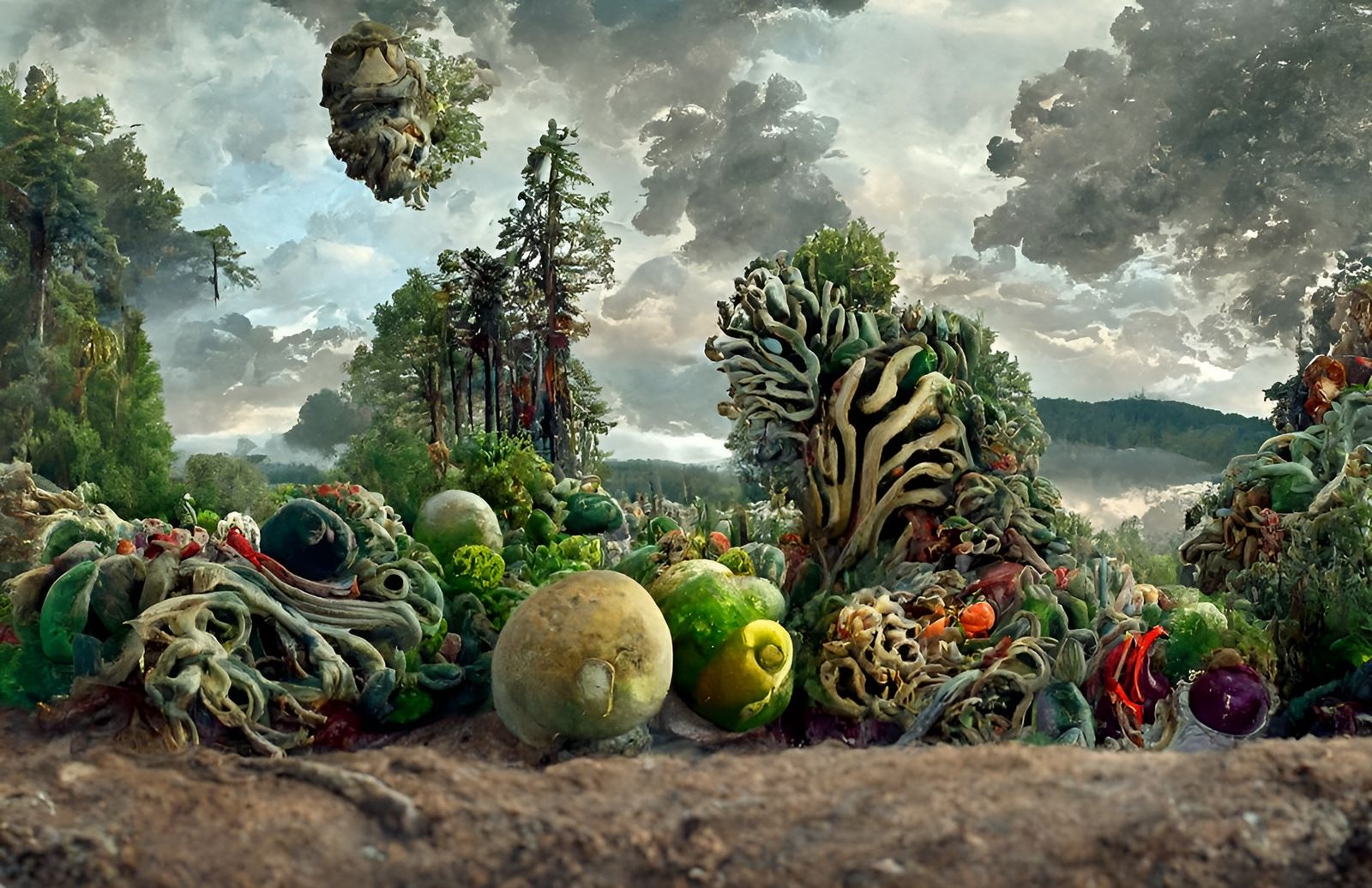 Surreal Liminal Landscape Inspired by Botanical Art