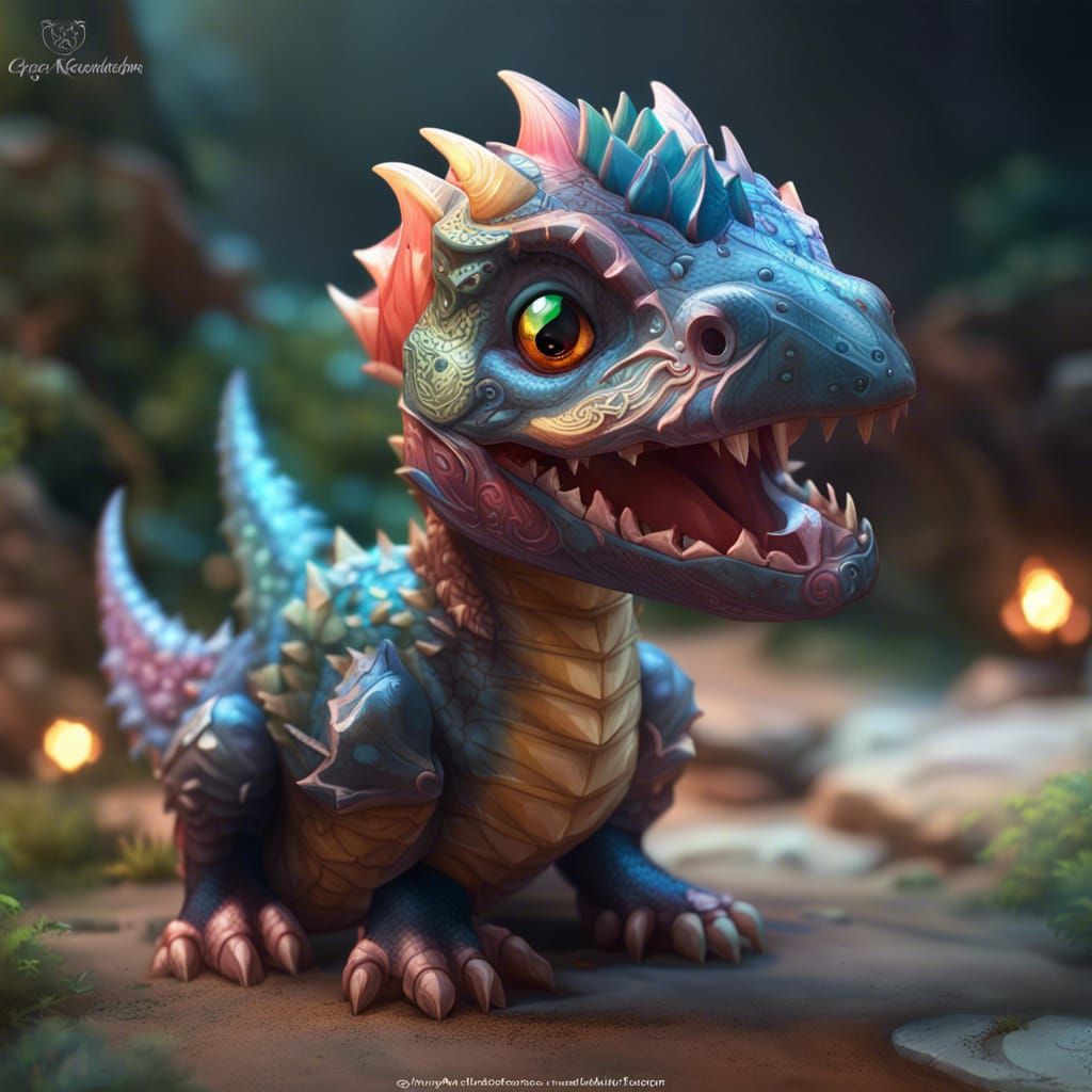 Chibi Spinosaur Dragon Portrait in 8K