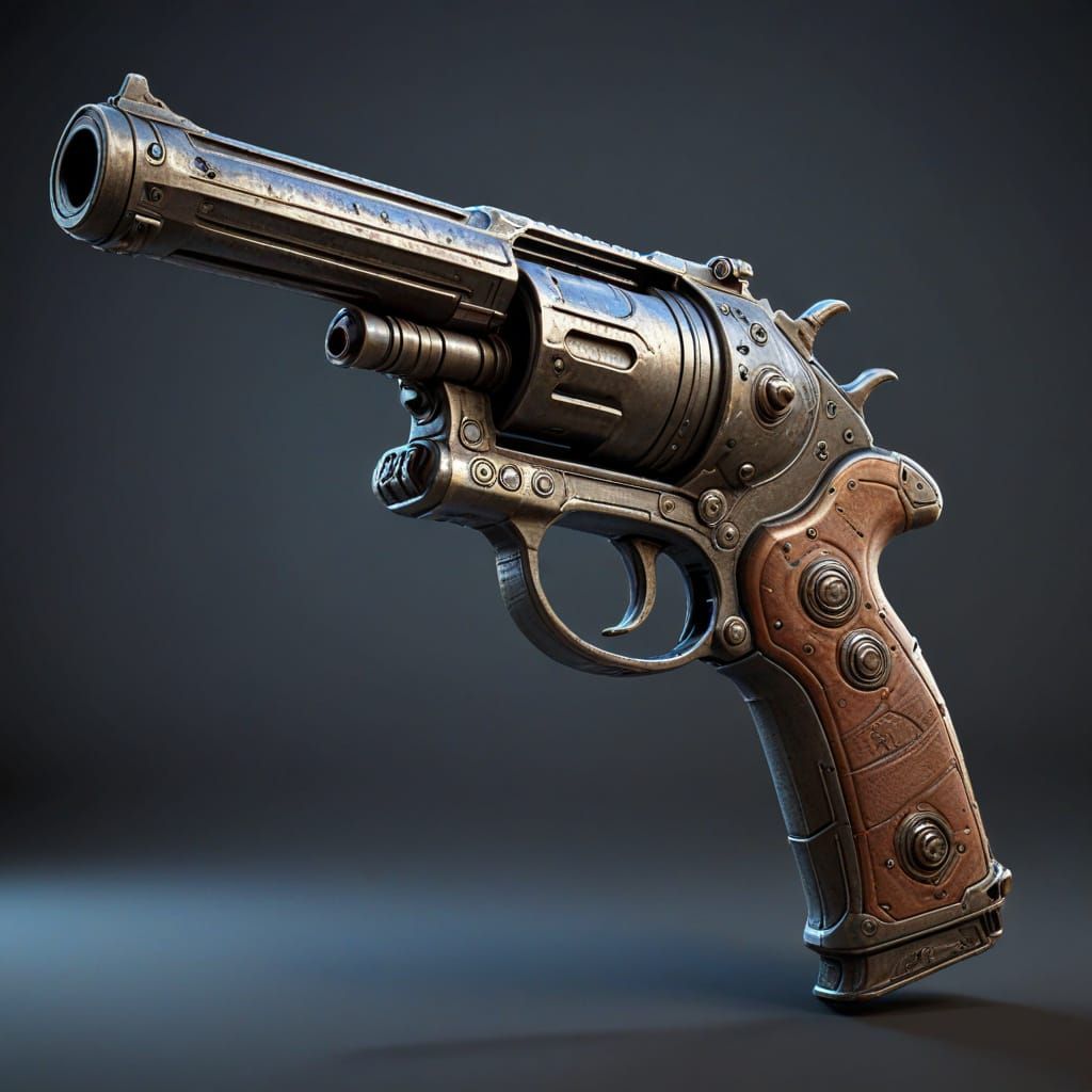 Cyberpunk Alien Gun Prototype in 3D Rendering