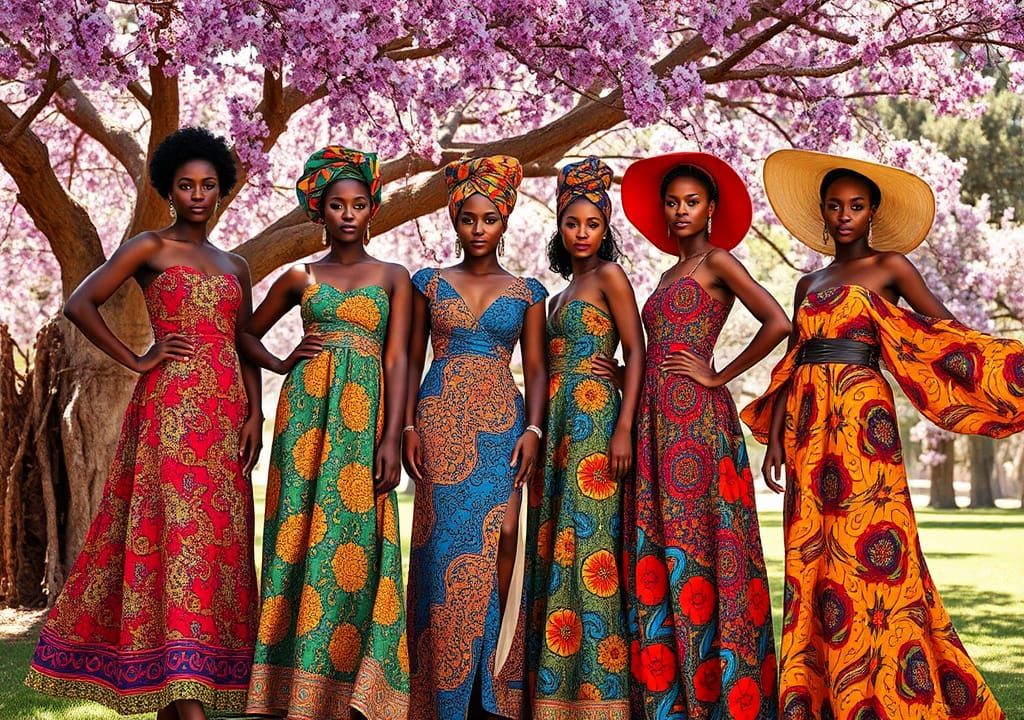 Glamorous Models in African Wax-Print Dresses