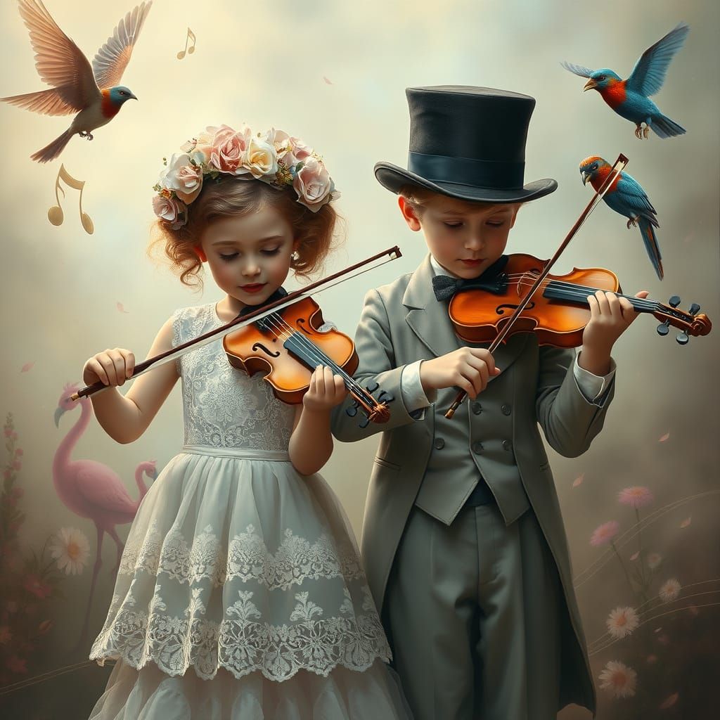 Ethereal Children's Violin Duet in Baroque Style