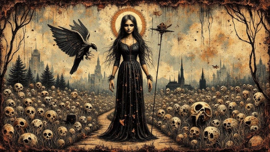 Spooky Rusty Giant Tarot Cards in Oil Painting Style