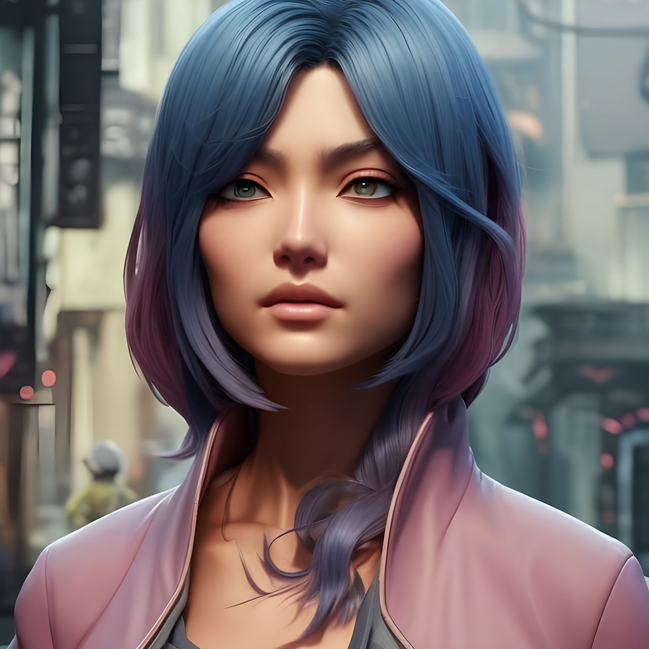 Detailed Anime Female Portrait in Hyperrealistic Style