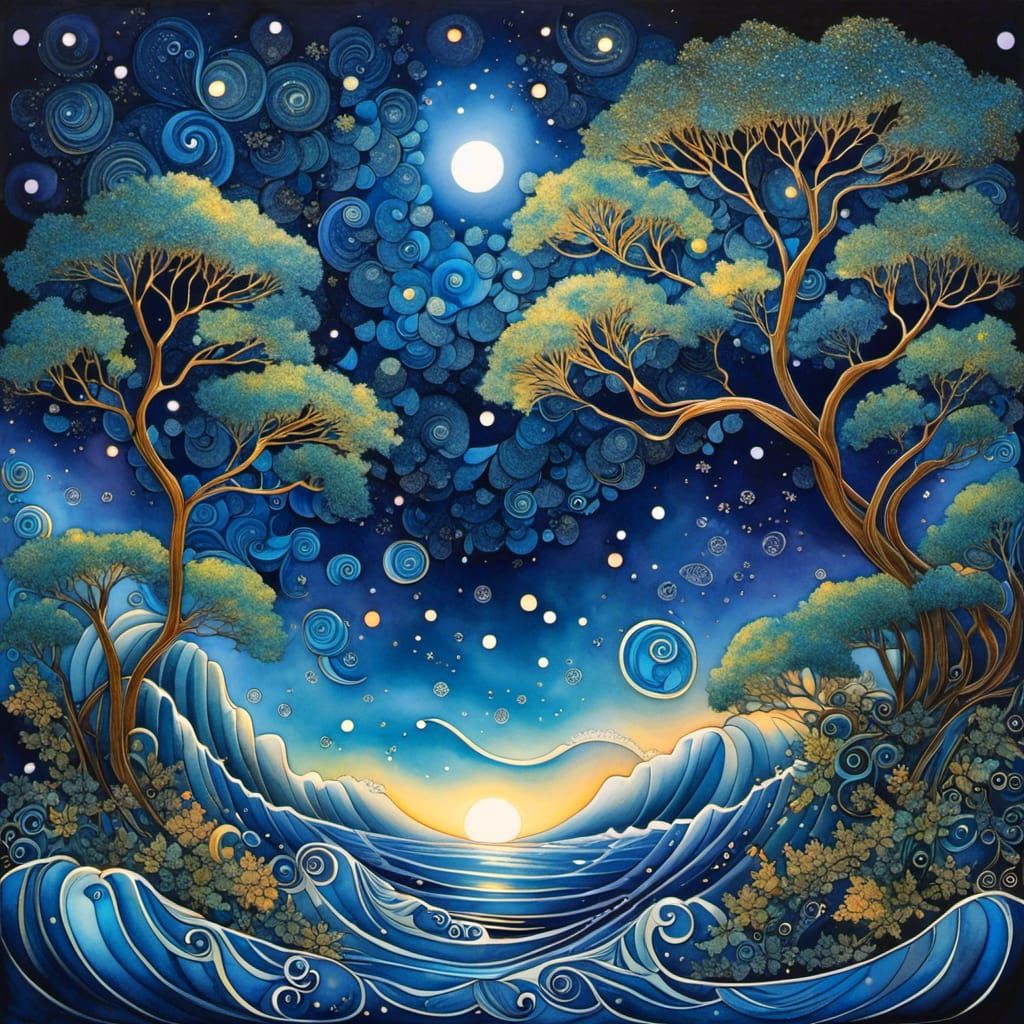 Caribbean Stars in Watercolor Anime Style