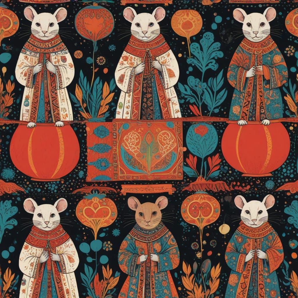 Bold Mice in Pop Art Fusion of Byzantine and Campbell's Soup...