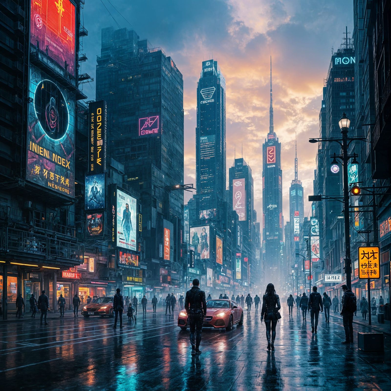 Cyberpunk Room with Neon Lights in New Age Style