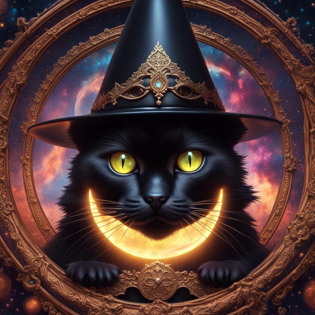 Kaleidoscope Cat Wizard Moon Optical Illusion